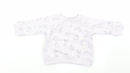 NEXT Girls Purple Animal Print Pullover Jumper Size 3-6 Months