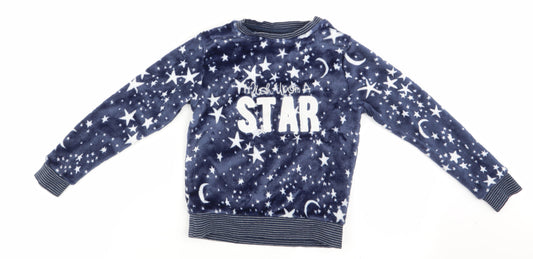 Matalan Girls Blue Geometric Pyjama Top Size 7 Years - Stars & Moons