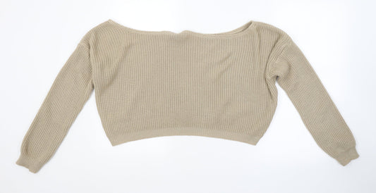 Womens UK Size L PRETTYLITTLETHING Brown Pullover Jumper