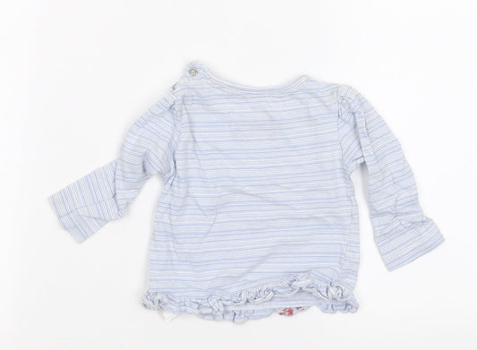 Earlydays Girls Blue Striped Basic T-Shirt Size 3-6 Months