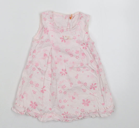 Mini Mode Girls Pink Floral A-Line Size 9-12 Months
