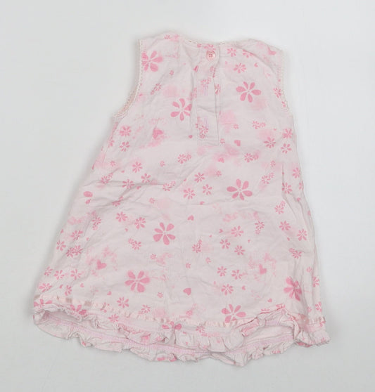 Mini Mode Girls Pink Floral A-Line Size 9-12 Months