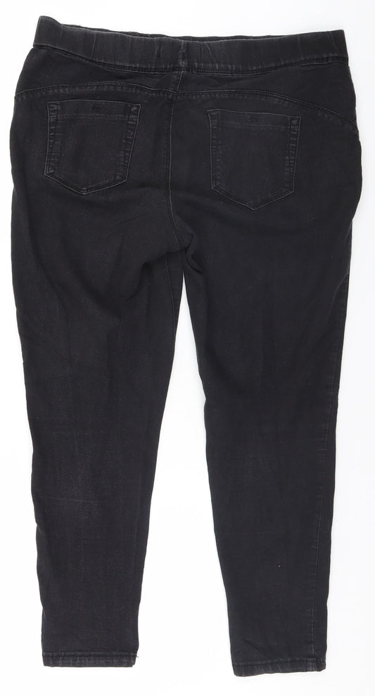 Denim & Co. Womens Black Denim Straight Jeans Size 14 L24 in