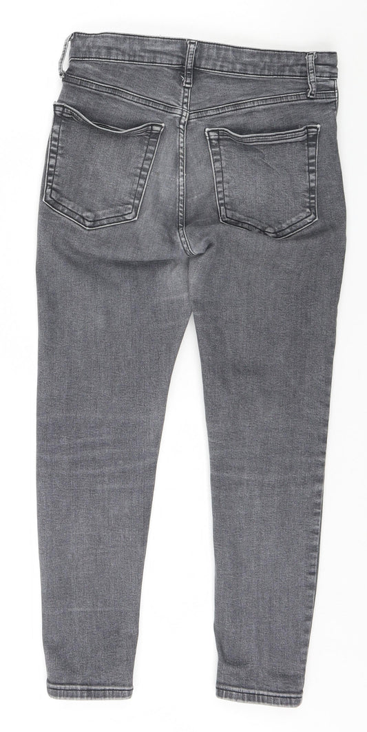 Topshop Womens Grey Straight Jeans Size S L22 in