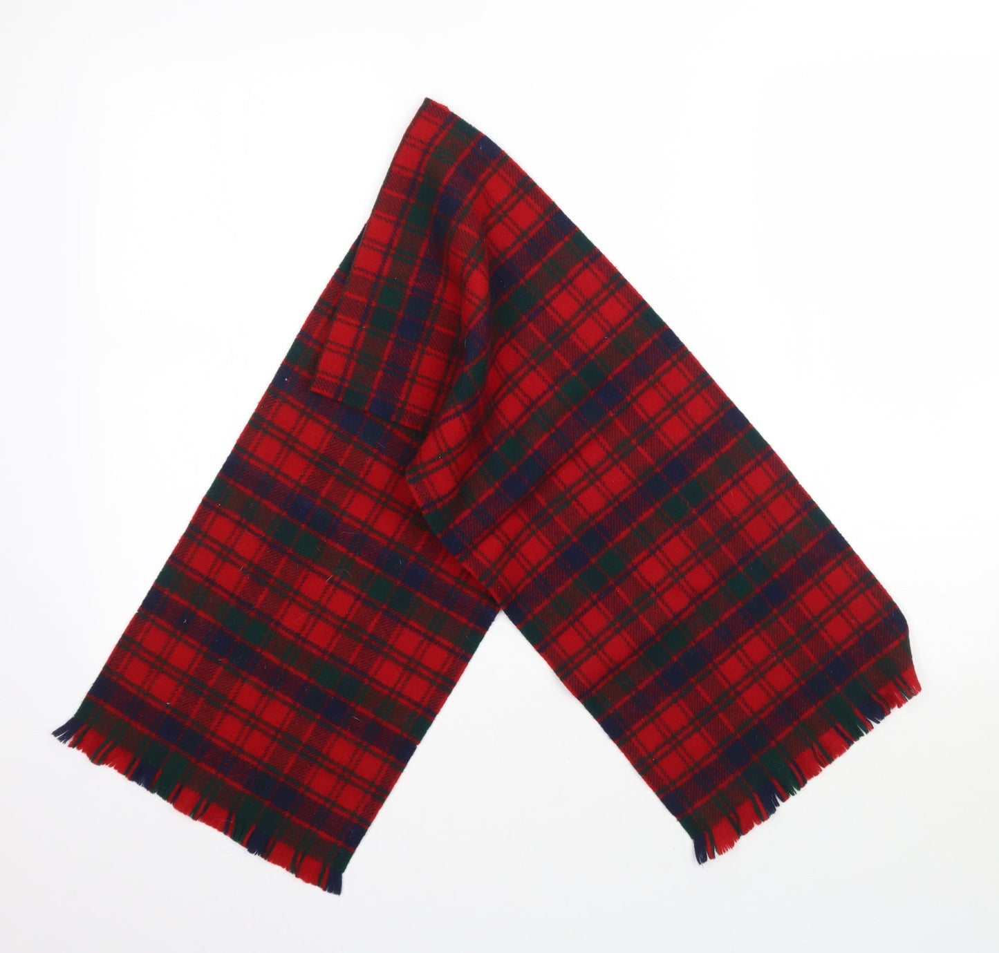 Front view of Preworn unisex multicoloured plaid knit scarf one size - tartan