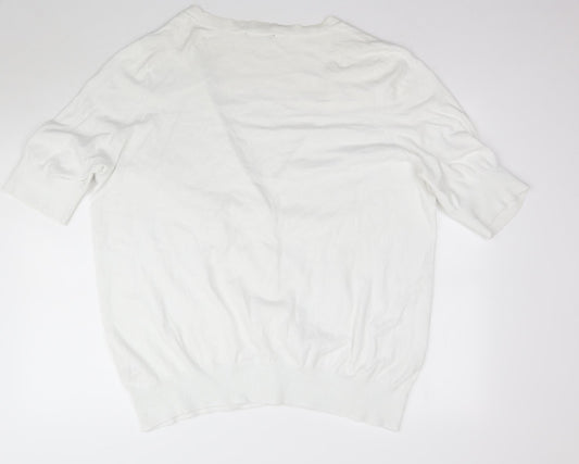 E. Womens White Knit Cardigan Jumper Size 22