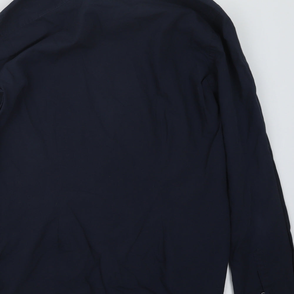 Mens UK Size 15 NEXT Blue Button-Up Long Sleeve Casual Shirt