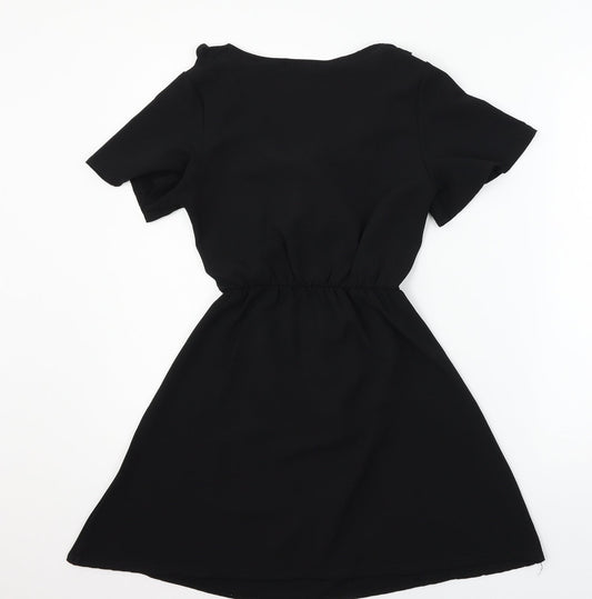 PRETTYLITTLETHING Womens Black T-Shirt Dress Size 4