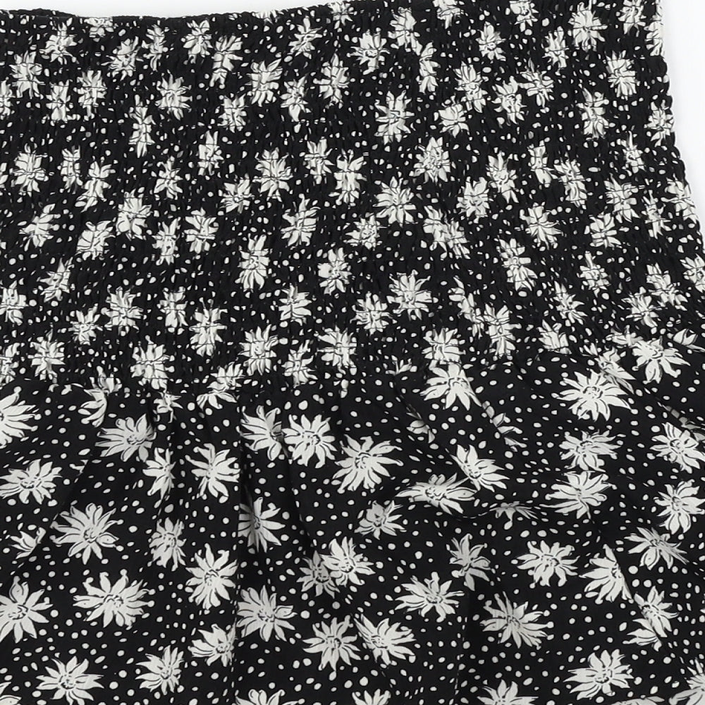 Boohoo Womens Black Floral Basic Blouse Size 8