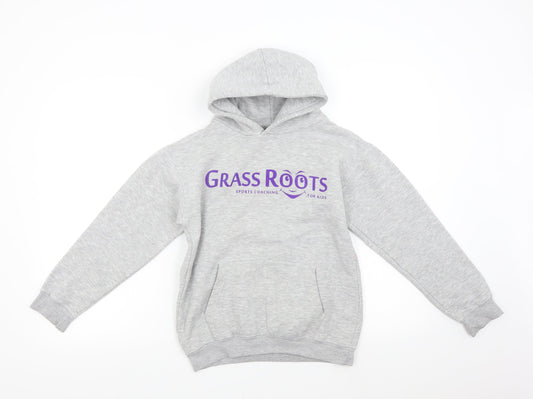 Cotton Ridge Girls Grey Pullover Hoodie Size 9-10 Years - Grass Roots Sports Coaching