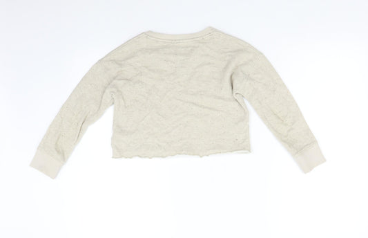 NEXT Girls Beige Pullover Sweatshirt Size 7 Years - Butterfly