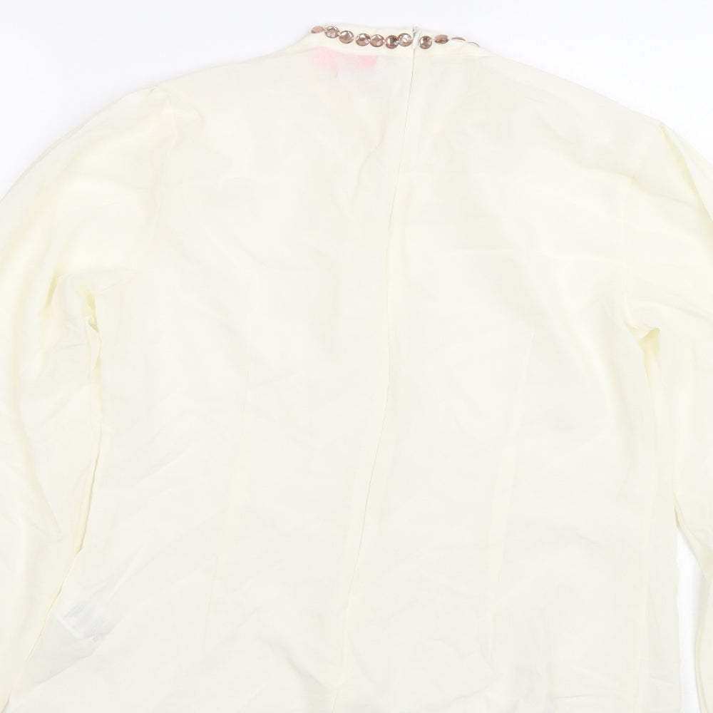 Womens UK Size L Gharani Strok Beige Basic T-Shirt