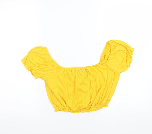 Primark Womens Yellow Cropped T-Shirt Size XS