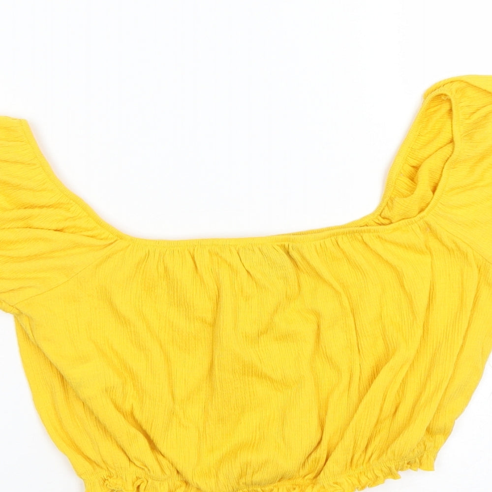 Primark Womens Yellow Cropped T-Shirt Size XS