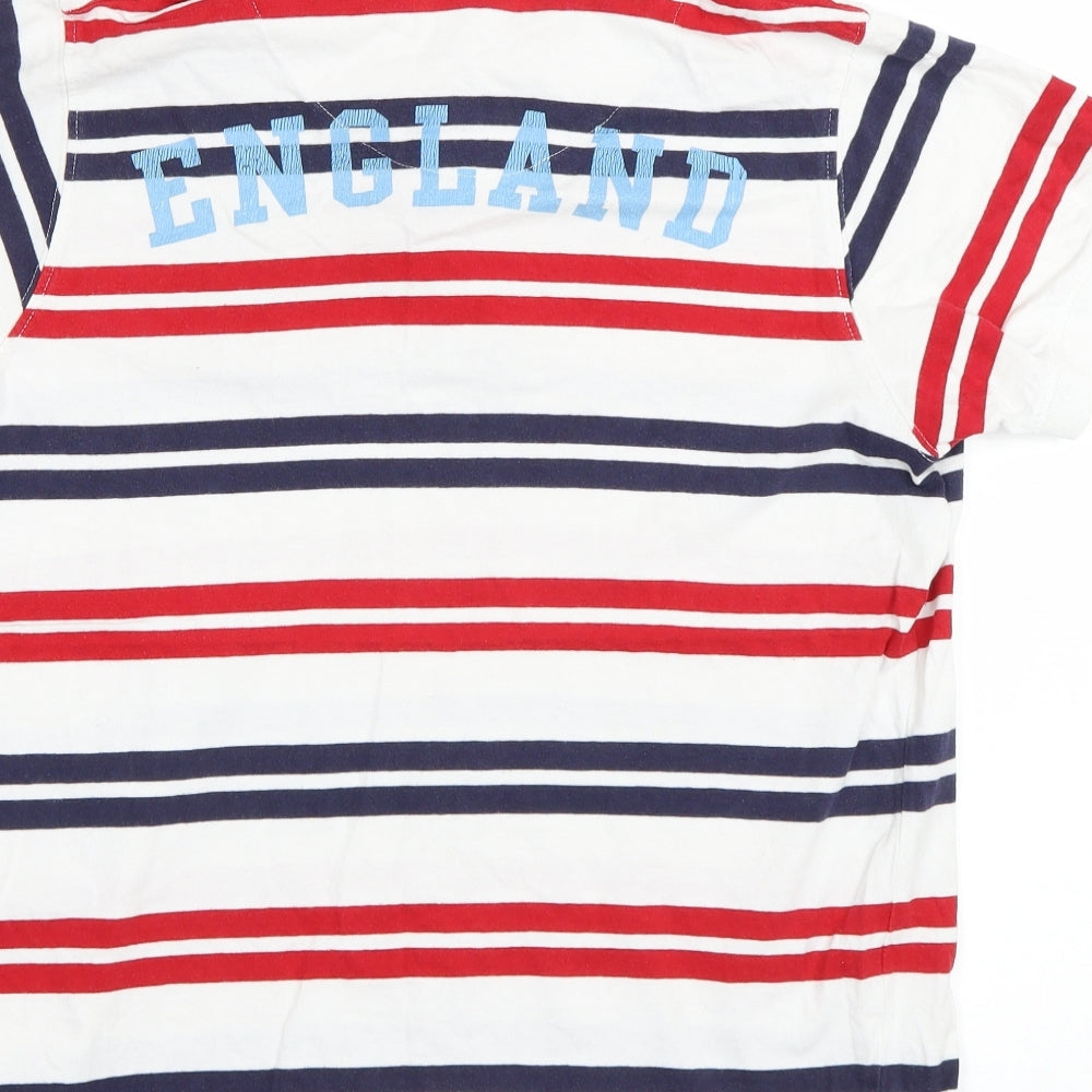 Preworn Mens White Striped Polo Size S