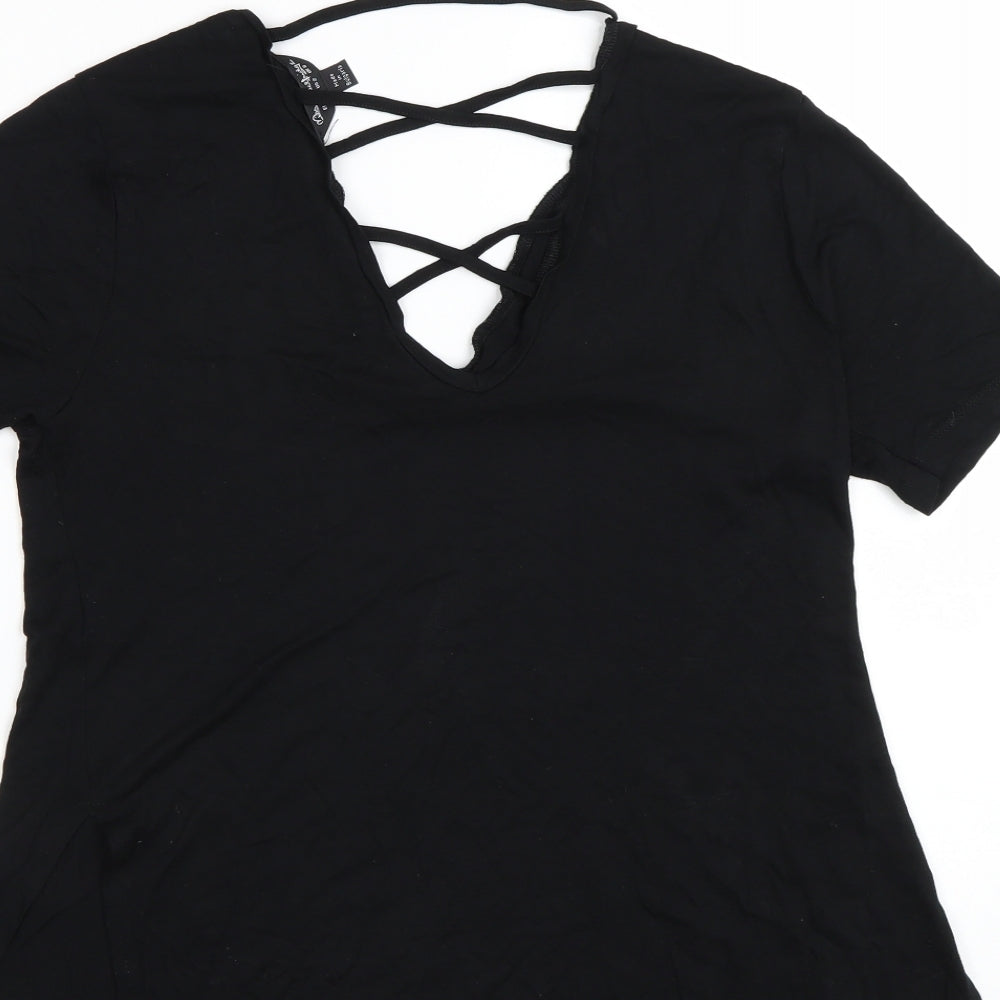 Miss Selfridge Womens Black Basic T-Shirt Size 6