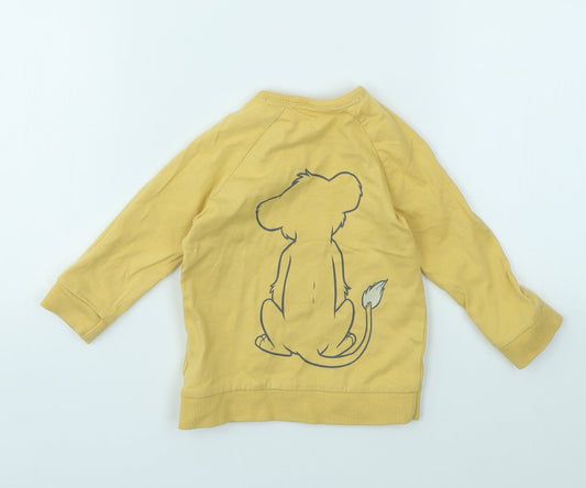 George Girls Yellow Animal Print Pullover Jumper Size 6-9 Months