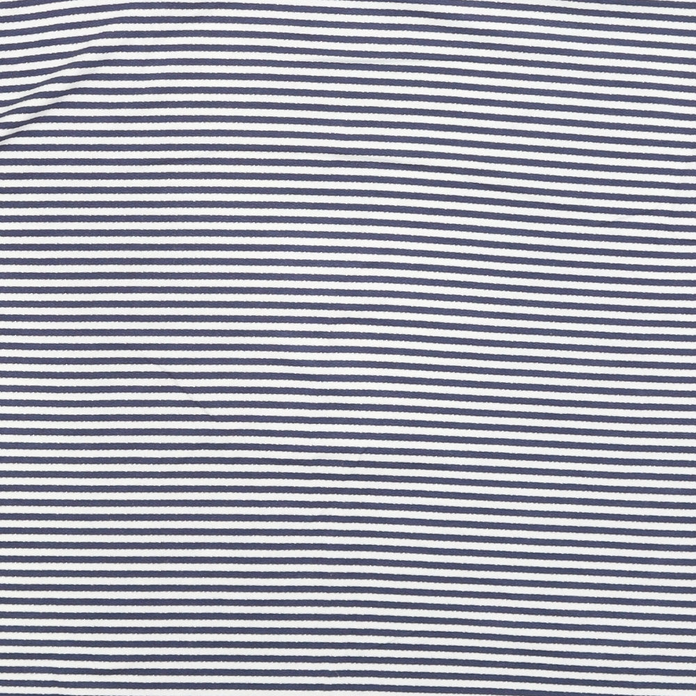 Avenue Womens White Striped Basic T-Shirt Size 8