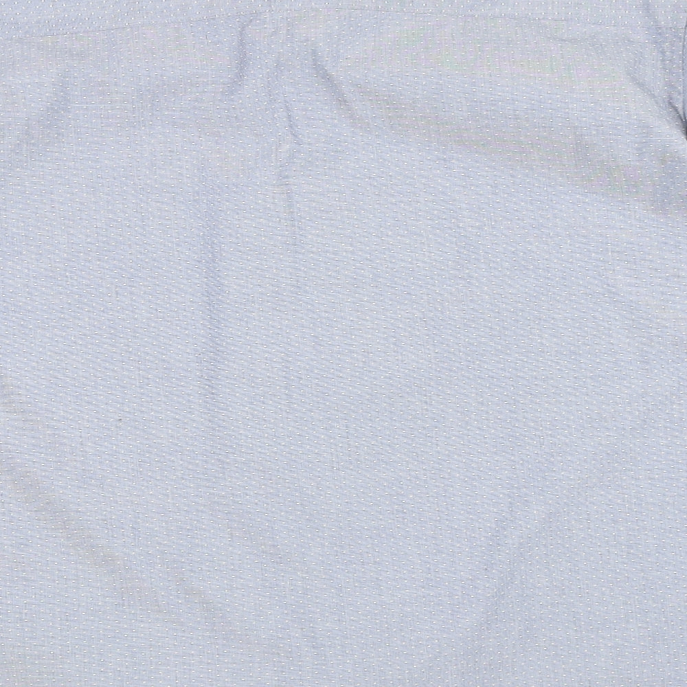 Mens UK Size 17 Matalan Blue Button-Up Long Sleeve Casual Shirt