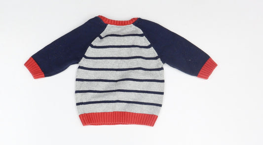 F&F Baby Grey Striped Pullover Jumper Size 0-3 Months