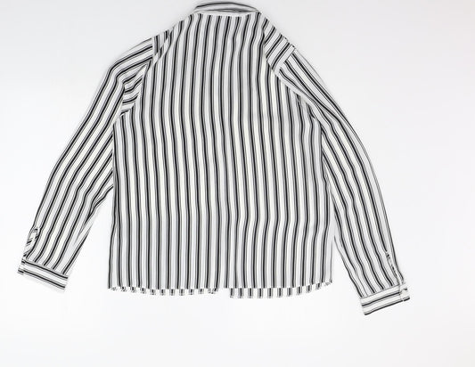 Primark Womens Black Striped Basic Button-Up Size 10
