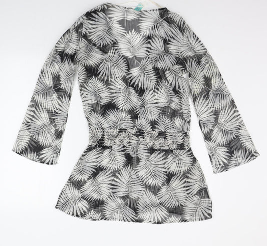 OCEAN CLUB Womens Black Floral Basic Blouse Size 12