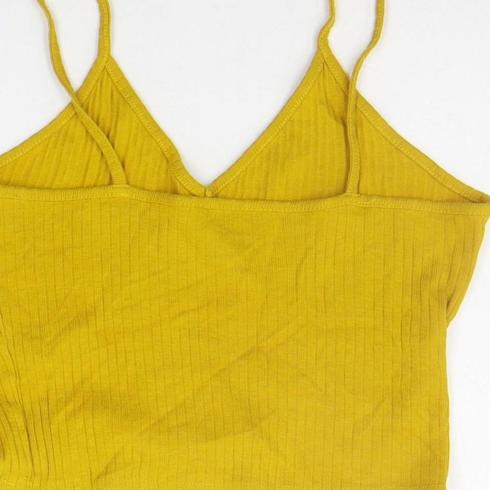 Womens UK Size 8 Topshop Yellow Basic Tank
