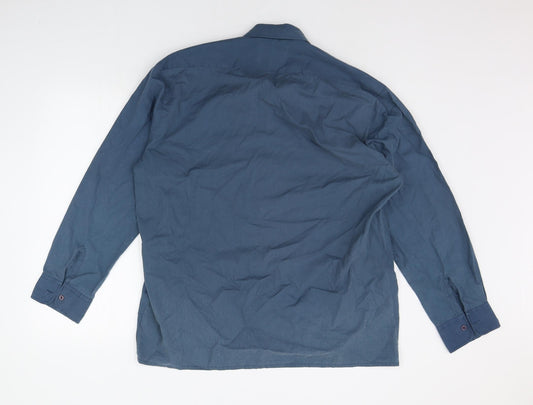 Alessandro Bertoluci Mens Blue Button-Up Size 17