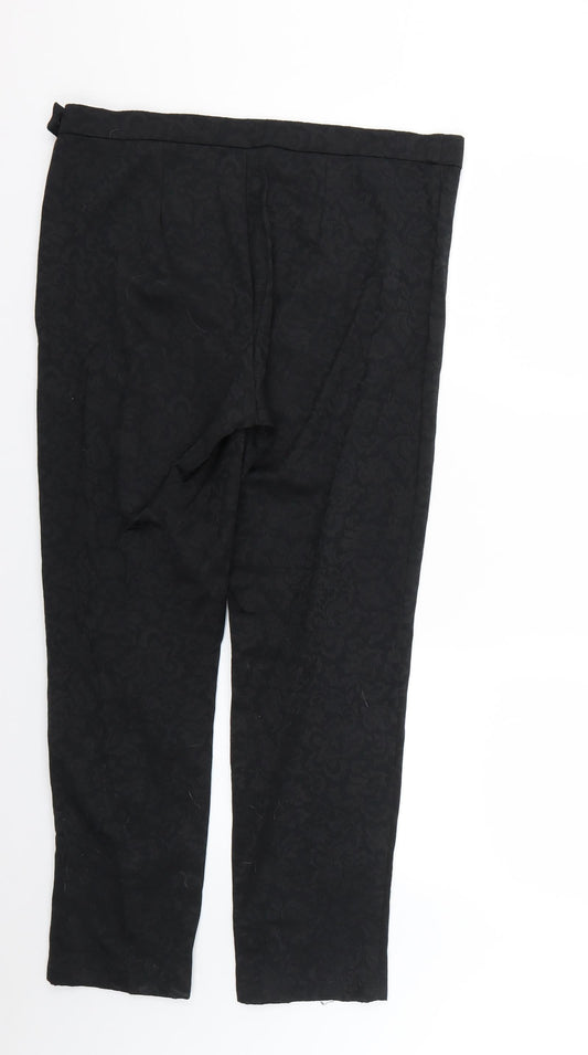 George Womens Black Animal Print Trousers L25 in