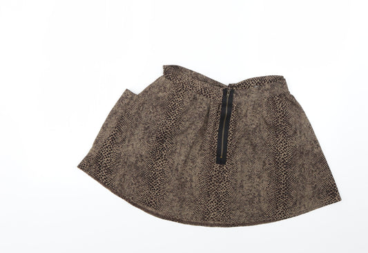 Topshop Womens Brown Animal Print Mini Size 8