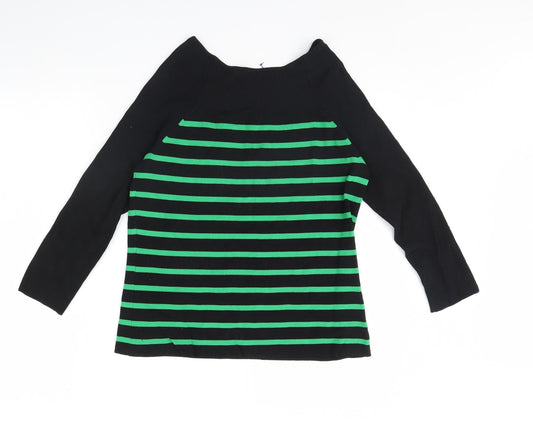 IWI Womens Black Striped Pullover Jumper Size L