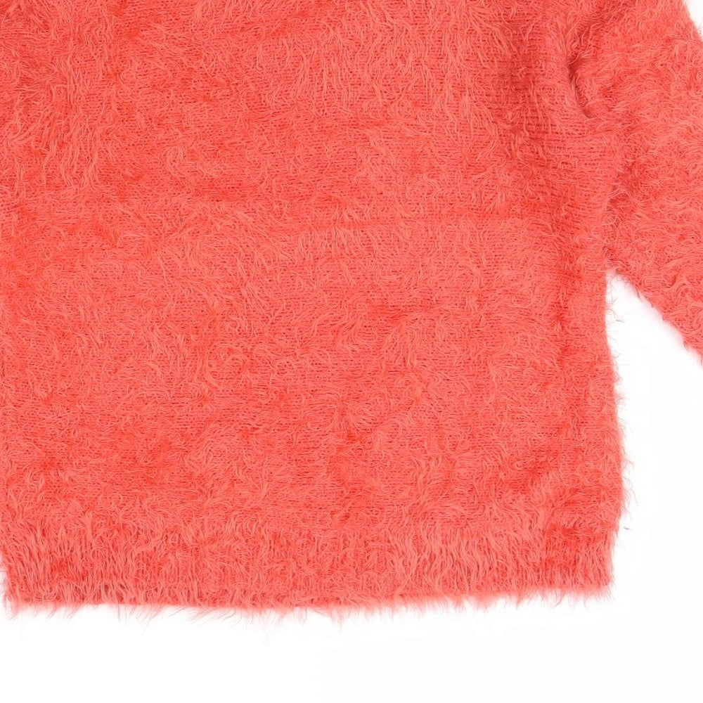Womens UK Size XS Preworn Orange Pullover Jumper
