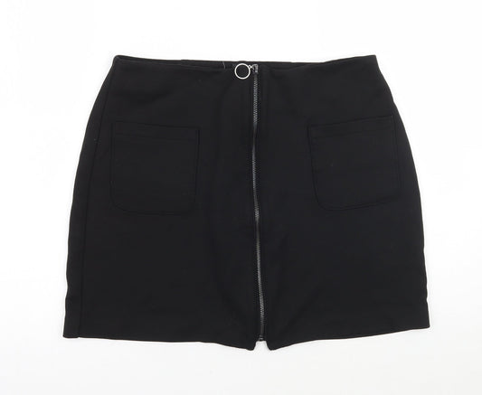 Additional front view of Red Herring women’s black a-line skirt, size UK 12