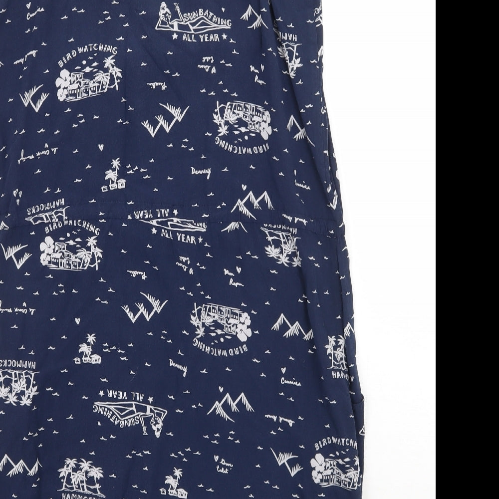 Gap Womens Blue Geometric Rayon A-Line Size XS