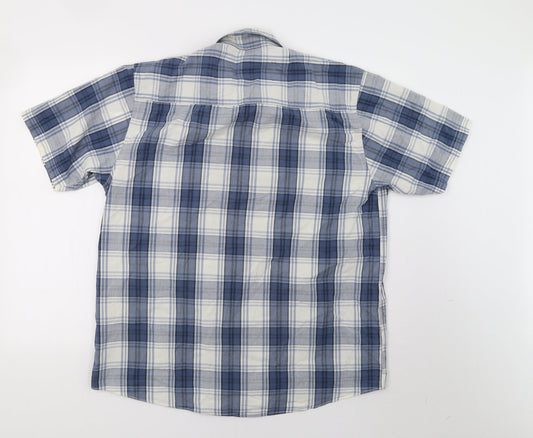 Mens UK Size L Easy Blue Button-Up Short Sleeve Casual Shirt