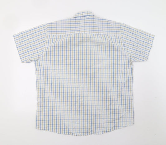 Mens UK Size L EAST White Button-Up Short Sleeve Casual Shirt