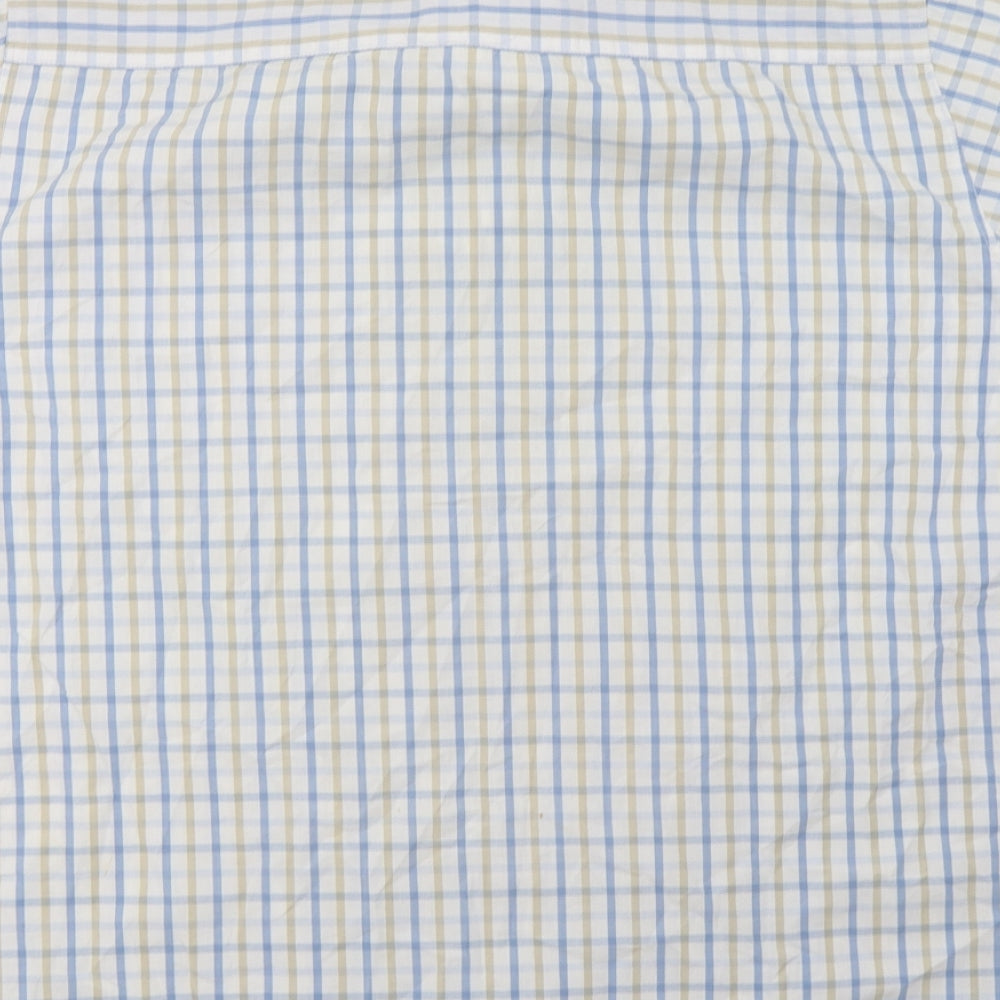 Mens UK Size L EAST White Button-Up Short Sleeve Casual Shirt