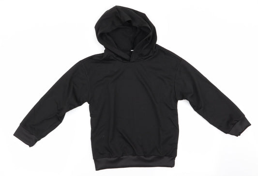 Preworn Girls Black Pullover Hoodie Size 8 Years