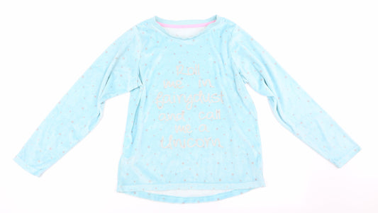 Matalan Girls Blue Solid Pyjama Top Size 12 Years - Roll me in fairy dust
