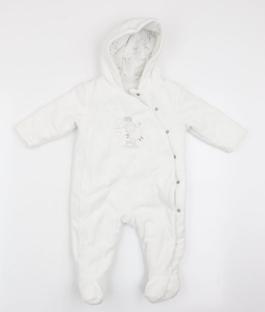 Mothercare Girls White Animal Print Coverall One-Piece Size 3-6 Months