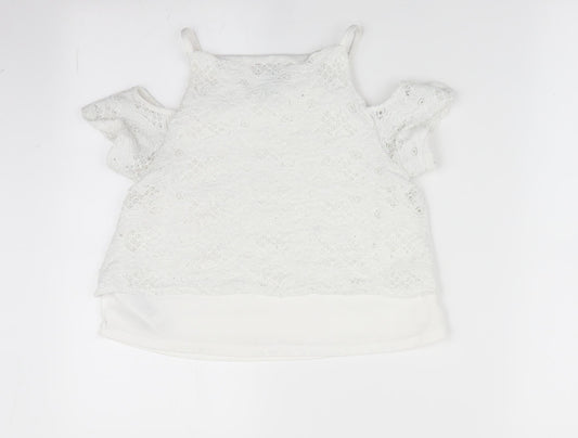 New Look Girls White Floral Tunic T-Shirt Size 10-11 Years