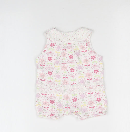 M&S Girls Multicoloured Floral Romper One-Piece Size 0-3 Months