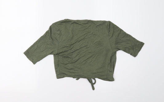 PRETTYLITTLETHING Womens Green Cropped T-Shirt Size 8