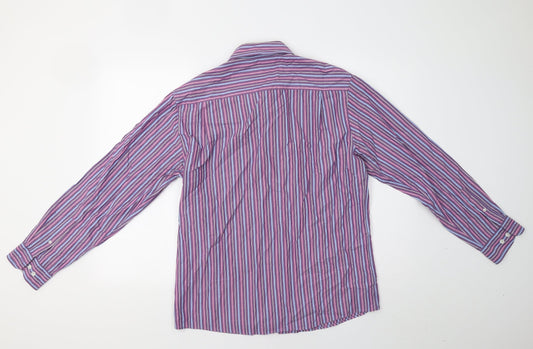 Wolsey Mens Purple Striped Button-Up Size M