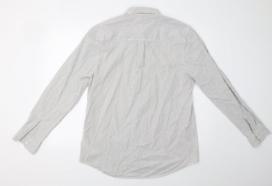 Topman Mens White Striped Button-Up Size XL