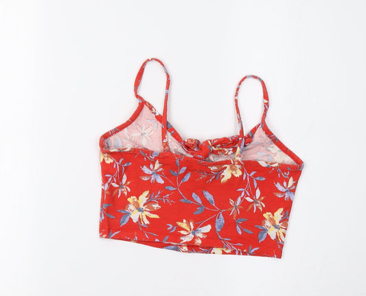 Primark Womens Red Floral Cropped Tank Size 8