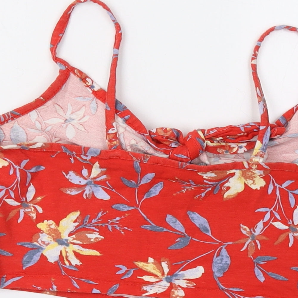 Primark Womens Red Floral Cropped Tank Size 8