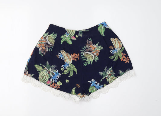Love & Other Things Womens Blue Floral Bermuda Shorts Size XS