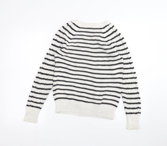 Gap Womens White Striped Pullover Jumper Size XS