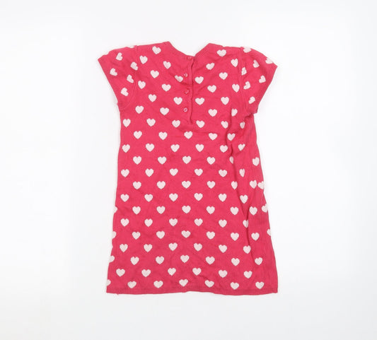 Preworn Girls Pink Polka Dot Pullover Jumper Size 4 Years